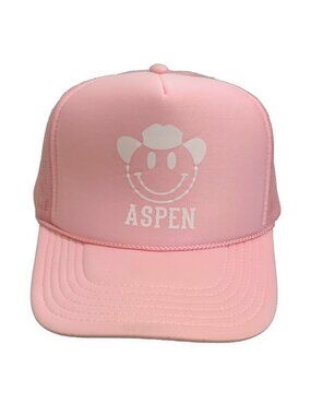 Otto Aspen Pink White Smiley Face Adjustable Hat